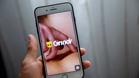 FILE PHOTO: Grindr app is seen on a mobile phone in this photo illustration taken in Shanghai