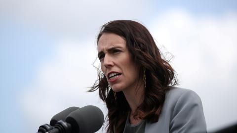 FILE PHOTO: New Zealand Prime Minister Ardern speaks during a joint press conference at Admiralty House in Sydney