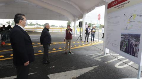 El presidente mexicano también asistió a la inauguración del Paso Vehicular Ocotoxco, en Tlaxcala. Foto: Gobierno de Tlaxcala.