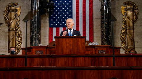 El presidente de Estados Unidos, Joe Biden, ofreció su primer discurso ante el Congreso. Foto: Reuters