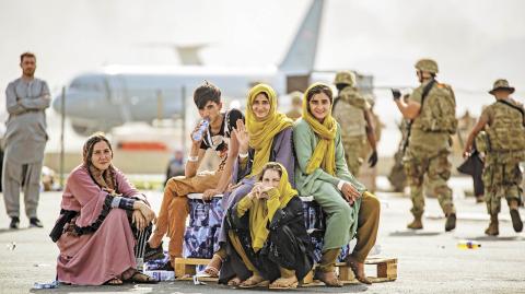 Evacuation at Hamid Karzai International Airport, in Kabul