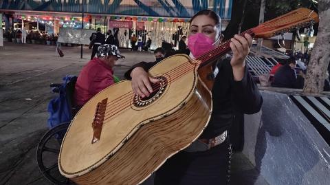 Guadalupe Sánchez Bustamante inició su carrera como mariachi en octubre de 2019. Foto EE: Blanca Juárez