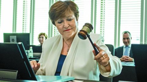 Managing Director Kristalina Georgieva arrives and starts her first day of work at the IMF