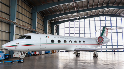 Aeronave marca Gulfstream modelo G550, año de fabricación 2015, cuyo precio base es de 541 millones 840,000 pesos.