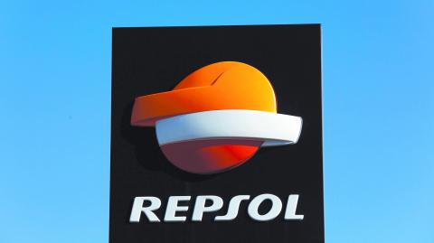 FILE PHOTO: A Repsol logo at a petrol station in Bormujos near Seville, southern Spain