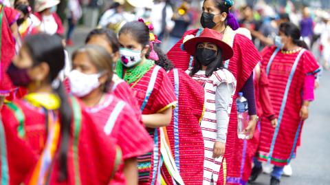 Calenda por el Día Internacional de los Pueblos Indígenas realizada el pasado 9 de agosto en la Ciudad de México. Foto EE: Archivo Eric Lugo