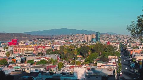 TIJUANA, MEXICO - OCTOBER 16, 2021: Us border. Downtown Tijuana