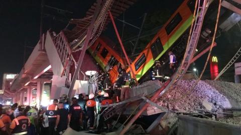 Accidente en la Línea 12 del Metro de la Ciudad de México en mayo de 2021. Foto de archivo