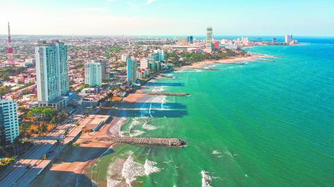 Drone,View,Of,El,Morro,Beach,Boca,Del,Rio,Veracruz