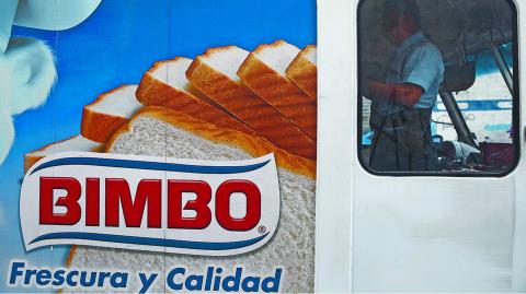 FILE PHOTO: Advertising of Mexican breadmaker Grupo Bimbo is seen on a truck in Mexico City