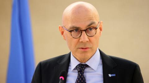 FILE PHOTO: Turk, United Nations High Commissioner for Human Rights, attends the Human Rights Council at the United Nations in Geneva