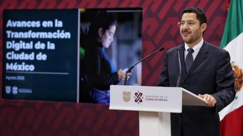 Martí Batres durante la presentación de los avances de la Transformación Digital de la Ciudad de México. Foto EE: Especial.