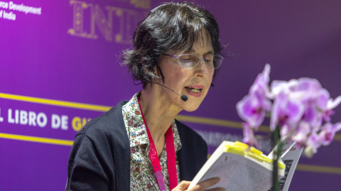 Coral Bracho se hizo presente vía remota en el hotel Barceló de Guadalajara después de saberse ganadora del Premio FIL de Literatura en Lenguas Romances 2023. Foto EE: Cortesía Natalia Fregoso