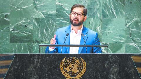 El presidente de Chile Gabriel Boric en la Asamblea General de Naciones Unidas. Foto: Reuters