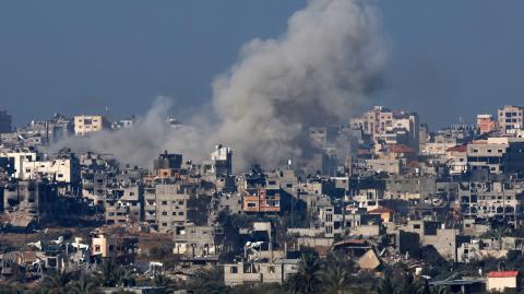 Bombardeo israelí del 19 de enero de 2024 en la frontera con la Franja de Gaza. Foto: AFP.