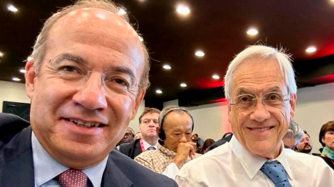 Felipe Calderón, expresidente de México y Sebastián Piñera, expresidente de Chile. Foto EE: Cortesía X / @FelipeCalderon