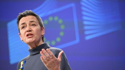 Margrethe Vestager, vicepresidenta de la Comisión Europea. Foto: AFP