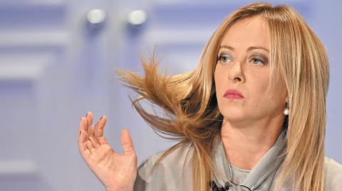 Giorgia Meloni en el programa “Porta a porta” en el canal RAI 1, el 6 de septiembre de 2022. Foto: AFP