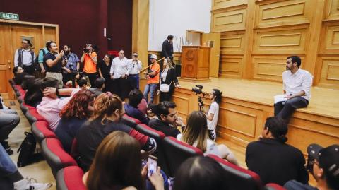 Jorge Álvarez Máynez sostuvo un encuentro con estudiantiles de la universidad La Salle de Chihuahua y la Universidad Autónoma de esta misma entidad. Foto: x.com/AlvarezMaynez