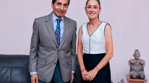 Rogelio Ramírez de la O, titular de la Secretaría de Hacienda y Crédito Público, y Claudia Sheinbaum Pardo, virtual presidenta electa. Foto EE: Cortesía X @Claudiashein