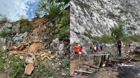 El deslave en el Cerro del Topo Chico provocó afectaciones en las colonias Unidad del Pueblo y Fomerrey. Fotos EE: Cortesía