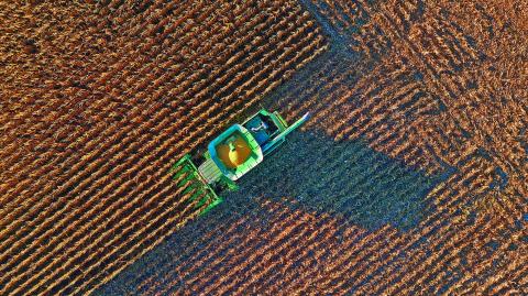 FILE PHOTO: Farmer Roger Hadley harvests corn from his fields in Woodburn, Indiana,