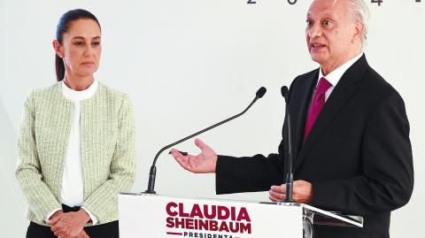 Victor Rodríguez Padilla, durante su nombramiento en la conferencia de la presidenta electa Claudia Sheinbaum. Foto: Reuters