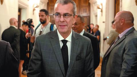 Juan Carlos Delpino, rector del Consejo Nacional Electoral, en imagen del 24 de agosto del 2023. Foto: AFP