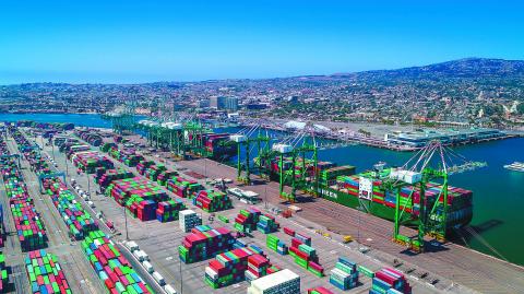 Evergreen Cargo Terminal Los Angeles California. Aug 8, 2017