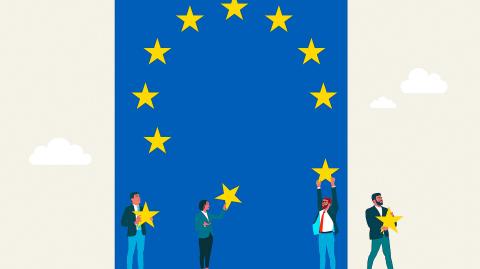 Introduction in European Union or EU Exit. European Commission. Flat vector illustration