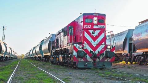 Buenos Aires, Argentina - May 05 2014: Train locomotive General Motors GR-12 working for the Expreso Pampeano in Buenos Aires Province.