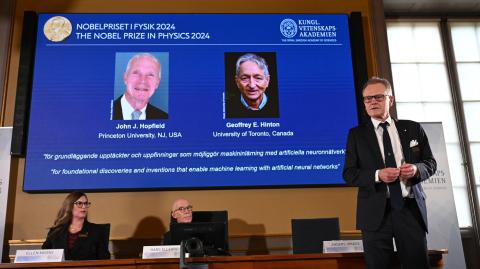 El estadounidense John Hopfield y el británico-canadiense Geoffrey Hinton ganaron el Premio Nobel de Física por sus trabajos pioneros sobre el aprendizaje automático.