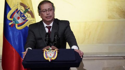 FILE PHOTO: Colombian President Gustavo Petro speaks as Colombia's congress opens its new session, in Bogota, Colombia July 20, 2024. REUTERS/Nathalia Angarita/File Photo