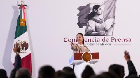 Claudia Sheinbaum Pardo en la conferencia matutina del lunes 14 de octubre de 2024. Foto: Presidencia de la República