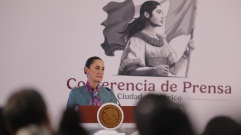 Claudia Sheinbaum en su conferencia matutina de este martes.