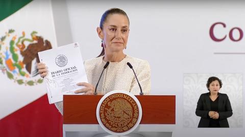 Claudia Sheinbaum en su conferencia matutina en Palacio Nacional