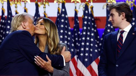 Donald, Melania y Barron Trump.