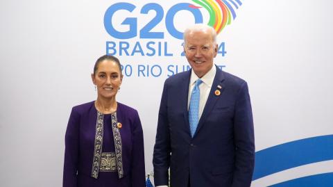 Claudia Sheinbaum y Joe Biden, durante su asistencia a la cumbre de líderes del G20.