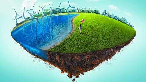 Alternative clean energy, Environmental protection, Sustainable, Ecological, Renewable power sources visual concept images