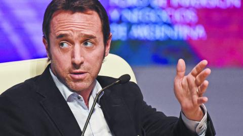 Marcos Galperin, founder, President and CEO of MercadoLibre, Latin America's leading e-commerce technology company, during the last session of the Argentina Business and Investment Forum in Buenos Aires, Argentina, on September 15, 2016. (Photo by EITAN ABRAMOVICH / AFP)