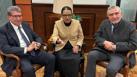 Ricardo Monreal, coordinador de Morena en la Cámara de Diputados, y Adán Augusto López, coordinador del mismo partido en el Senado, se reunieron con la secretaria de Gobernación, Rosa Icela Rodríguez y la presidenta Claudia Sheinbaum.