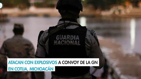 Siete elementos de la Guardia Nacional (GN), dos de los cuales murieron, fueron atacados por criminales presuntamente del Cártel Jalisco Nueva Generación (CJNG) en una localidad de Cotija, Michoacán, en los límites con Jalisco.

Para más información del tema, visita: https://www.eleconomista.com.mx/politica/atacan-explosivos-convoy-gn-cotija-michoacan-20241217-738672.html

¡Síguenos en nuestras redes sociales para mantenerte informado!

Twitter: https://twitter.com/eleconomista 
Facebook: https://www.facebook.com/ElEconomista.mx
Instagram: https://www.instagram.com/eleconomistamx
LinkedIn: https://www.linkedin.com/company/el-economista/

#ElEconomista #EETV