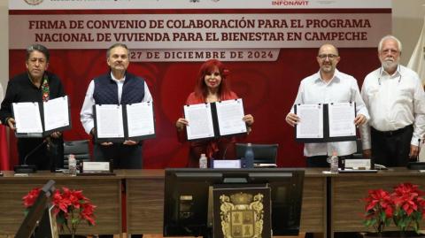 Firma de convenio entre el gobierno de Campeche y los Organismos Nacionales de Vivienda