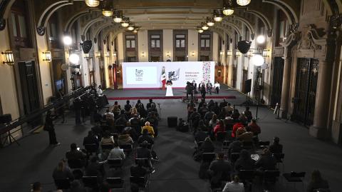 Conferencia matutina el lunes 13 de enero de 2025. Foto: Presidencia de la República.