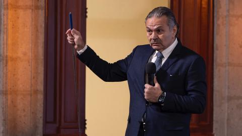 Octavio Romero Oropeza, director general del Infonavit, en su participación en la conferencia matutina en Palacio Nacional.