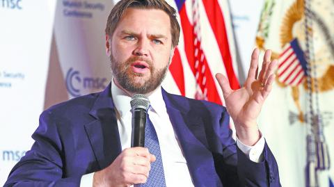 JD Vance durante un evento sobre seguridad, ayer en Washington. Foto: Reuters