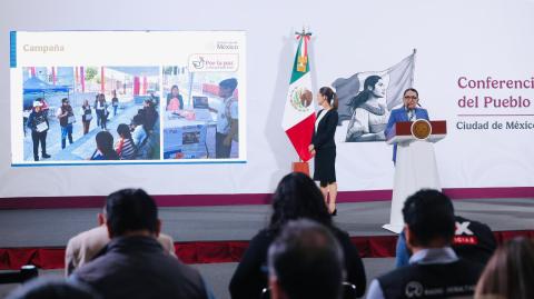 La secretaria de Gobernación, Rosa Icela Rodríguez, en su participación en la conferencia matutina en Palacio Nacional.