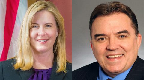 La senadora Melissa Hortman y el senador John Hoffman, quien resultó herido durante el ataque.