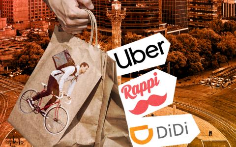 Los repartidores de aplicaciones como Rappi, Uber y Didi presentaron un amparo ante la SCJN por la entrada en vigor del artículo 307 TER del Código Fiscal de la CDMX. Ilustración EE: Nayelly Tenorio