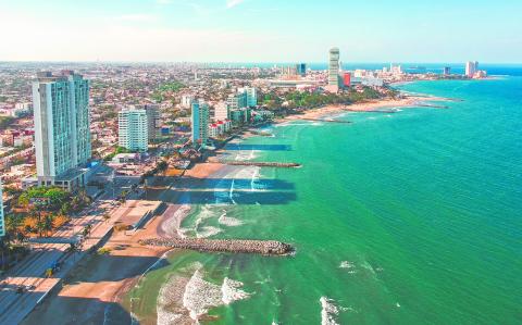 Drone,View,Of,El,Morro,Beach,Boca,Del,Rio,Veracruz